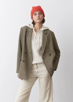 Brownie Spain Americana Cruzada Pata De Gallo Con Lana-Mujer Abrigos Y Chaquetas