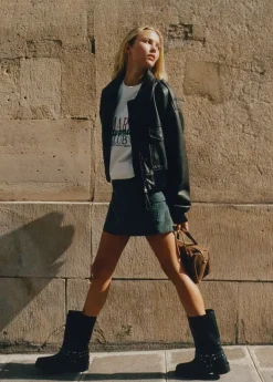 Brownie Spain Bota Biker Tachas Punta Cuadrada Piel-Mujer Zapatos