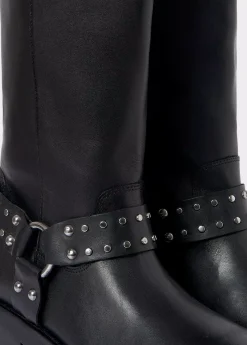 Brownie Spain Bota Biker Tachas Punta Cuadrada Piel-Mujer Zapatos