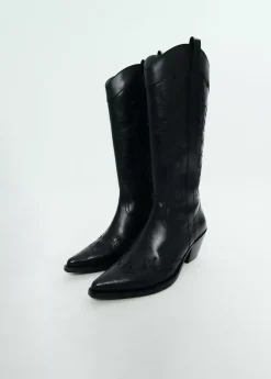 Brownie Spain Bota Cowboy Cana Alta Bordada Piel-Mujer Zapatos