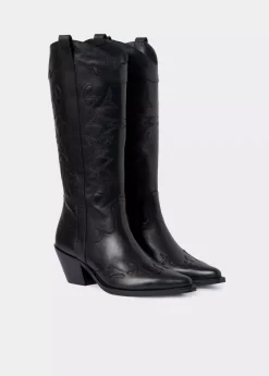 Brownie Spain Bota Cowboy Cana Alta Bordada Piel-Mujer Zapatos