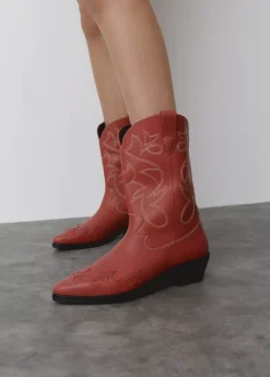 Brownie Spain Bota Cowboy Pespuntes Contraste Piel-Mujer Zapatos