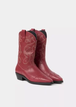 Brownie Spain Bota Cowboy Pespuntes Contraste Piel-Mujer Zapatos