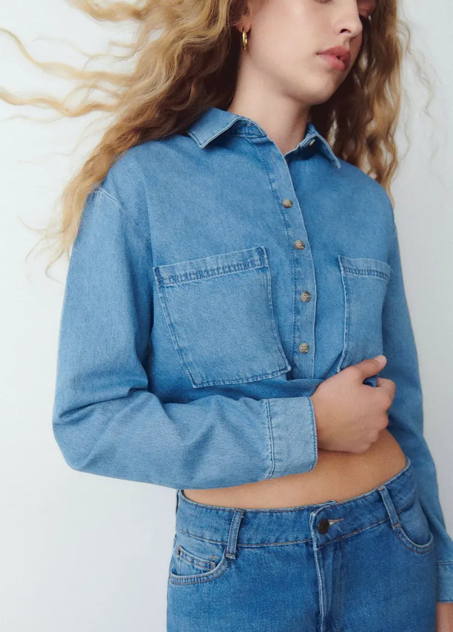 Brownie Spain Camisa Denim Cropped-Mujer Camisas Y Blusas