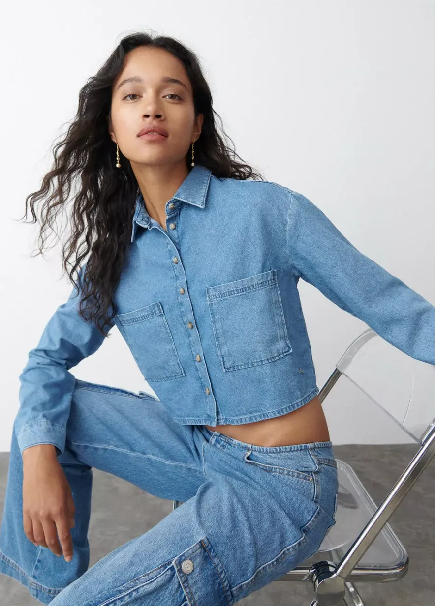 Brownie Spain Camisa Denim Cropped-Mujer Camisas Y Blusas