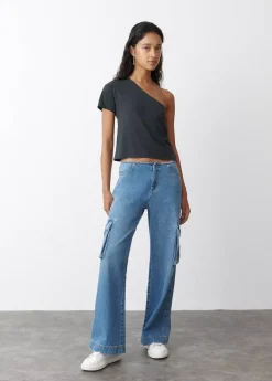 Brownie Spain Camiseta Asimetrica Manga Corta Antracita-Mujer Camisetas