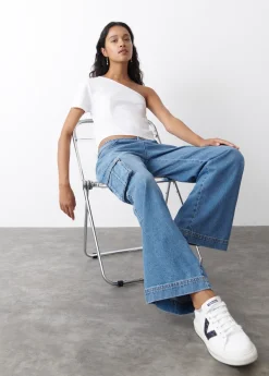 Brownie Spain Camiseta Asimetrica Manga Corta Blanca-Mujer Camisetas