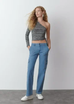 Brownie Spain Camiseta Manga Larga Asimetrica Frunce-Mujer Camisetas