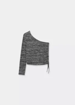 Brownie Spain Camiseta Manga Larga Asimetrica Frunce-Mujer Camisetas