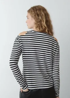 Brownie Spain Camiseta Rayas Cut Out Hombros-Mujer Camisetas