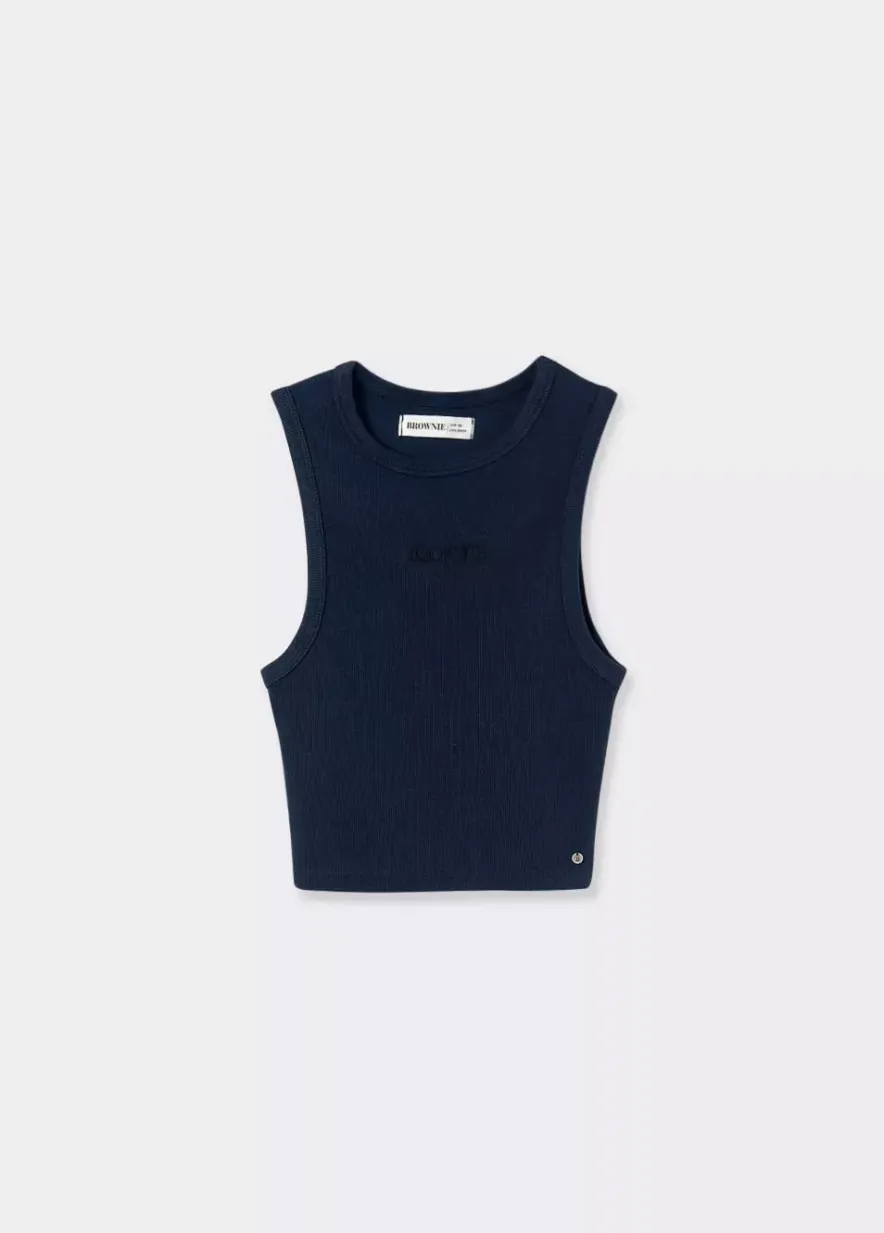 Brownie Spain Camiseta Sin Manga Bordada-Mujer Camisetas