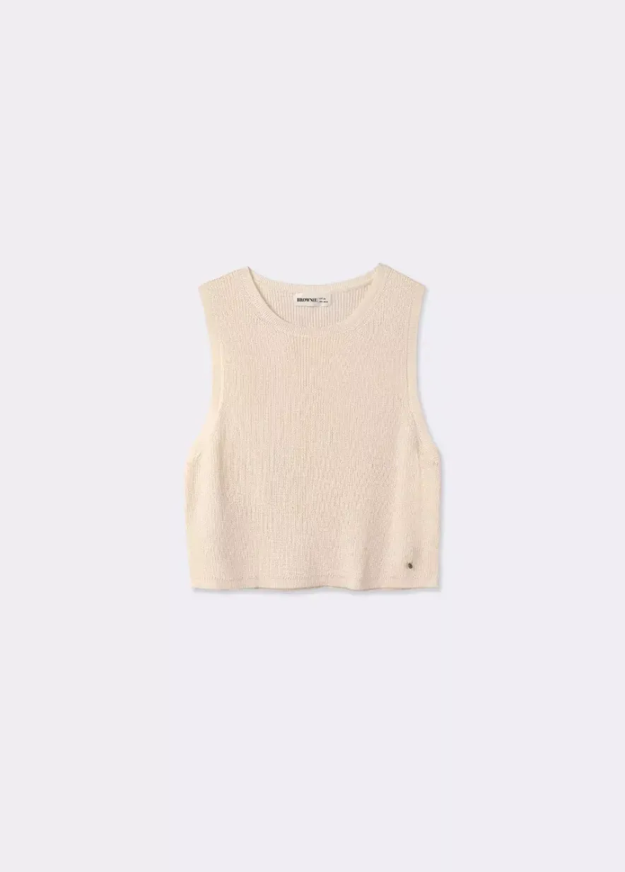 Brownie Spain Chaleco Cuello Redondo Punto-Mujer Jerséis