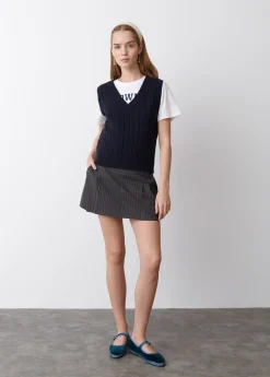 Brownie Spain Chaleco Pico Trenzas Bordado-Mujer Jerséis