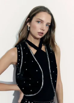 Brownie Spain Chaleco Terciopelo Pedreria-Mujer Tops