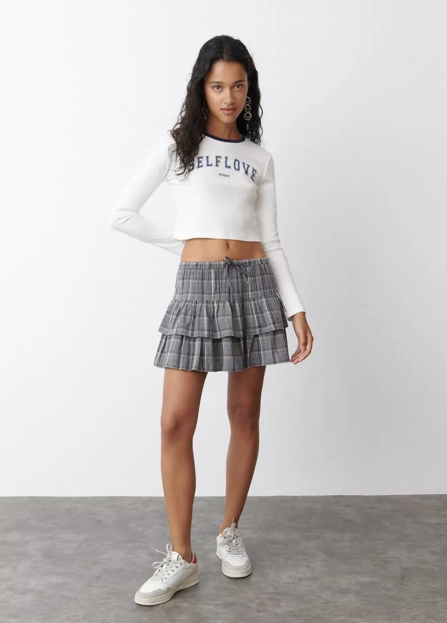 Brownie Spain Falda Cuadros Con Lino-Mujer Faldas