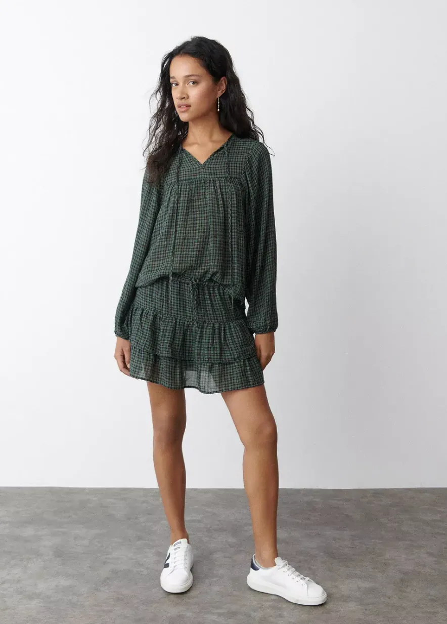 Brownie Spain Falda Cuadros Volantes-Mujer Faldas