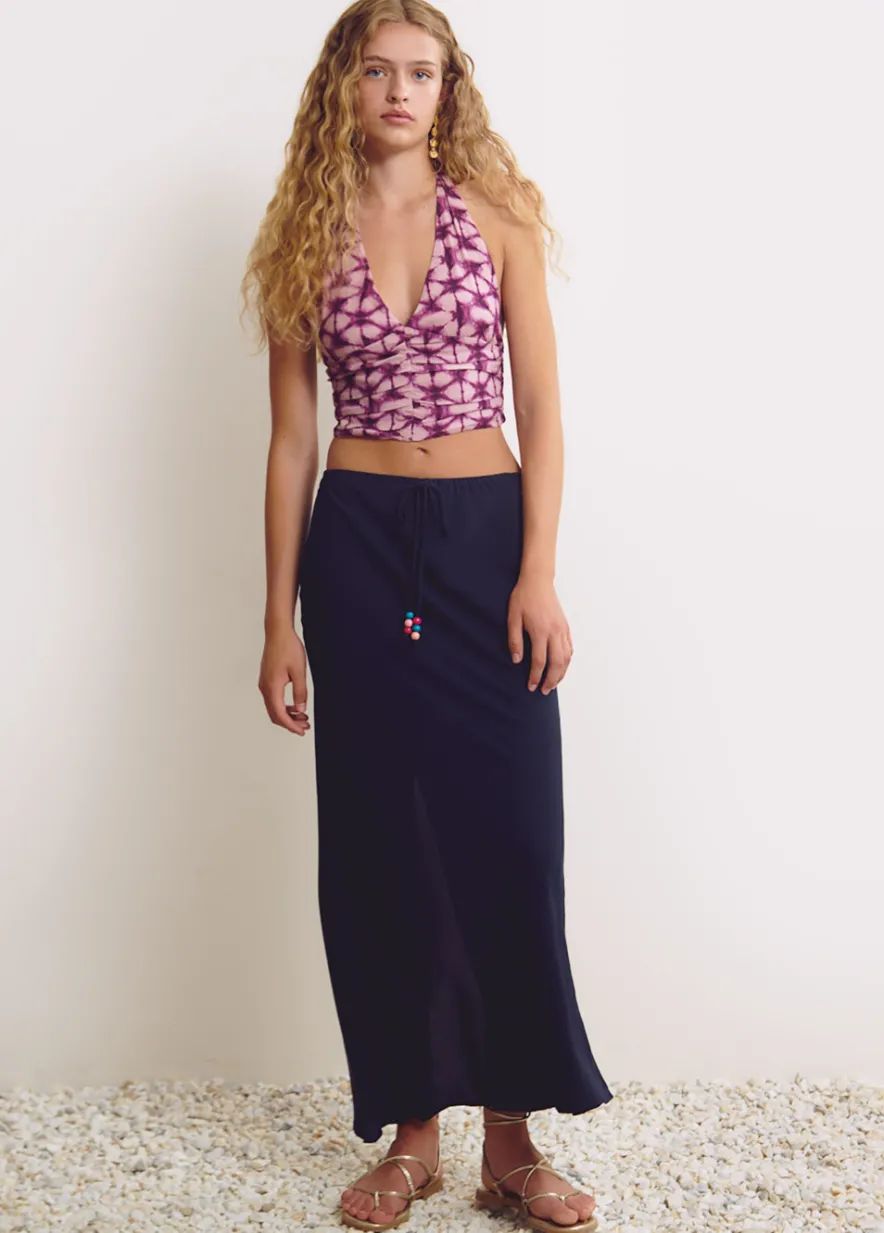 Brownie Spain Falda Larga Lisa Detalle Abalorio-Mujer Faldas