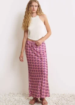 Brownie Spain Falda Midi Estampada Satinada-Mujer Faldas