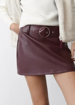 Brownie Spain Falda Mini Efecto Piel Cinturon-Mujer Faldas