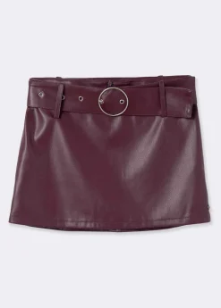 Brownie Spain Falda Mini Efecto Piel Cinturon-Mujer Faldas