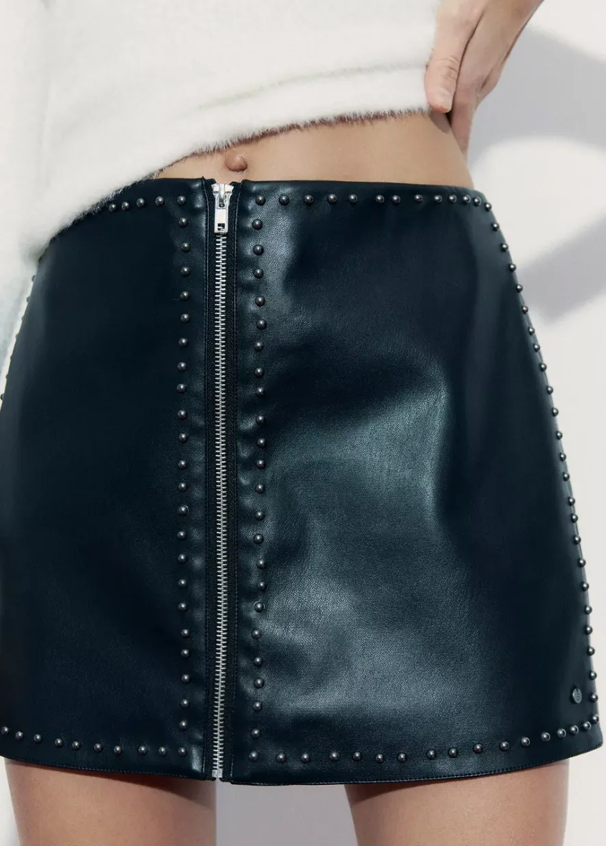 Brownie Spain Falda Pu Cremallera Y Tachas-Mujer Faldas