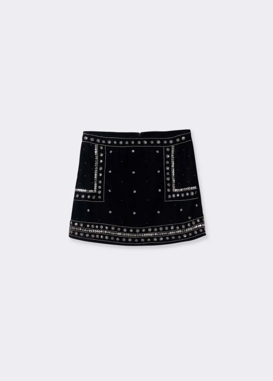 Brownie Spain Falda Terciopelo Pedreria-Mujer Faldas