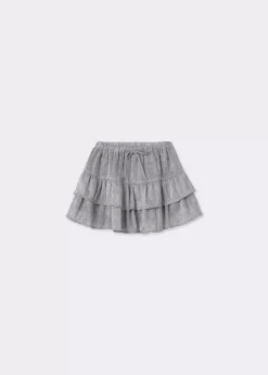 Brownie Spain Falda Volantes Tejido Plateado-Mujer Faldas