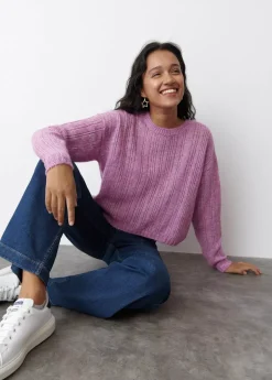 Brownie Spain Jersey Calado Cuello Redondo Rosa-Mujer Jerséis