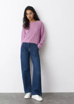 Brownie Spain Jersey Calado Cuello Redondo Rosa-Mujer Jerséis