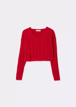 Brownie Spain Jersey Cropped Cuello Pico-Mujer Jerséis