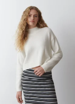 Brownie Spain Jersey Cuello Alto Cropped Crudo-Mujer Jerséis