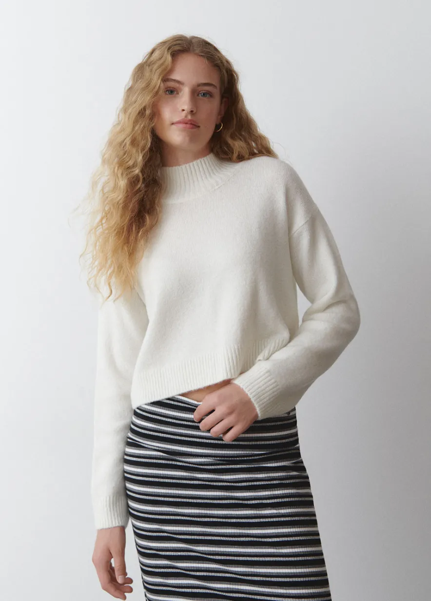 Brownie Spain Jersey Cuello Alto Cropped Crudo-Mujer Jerséis