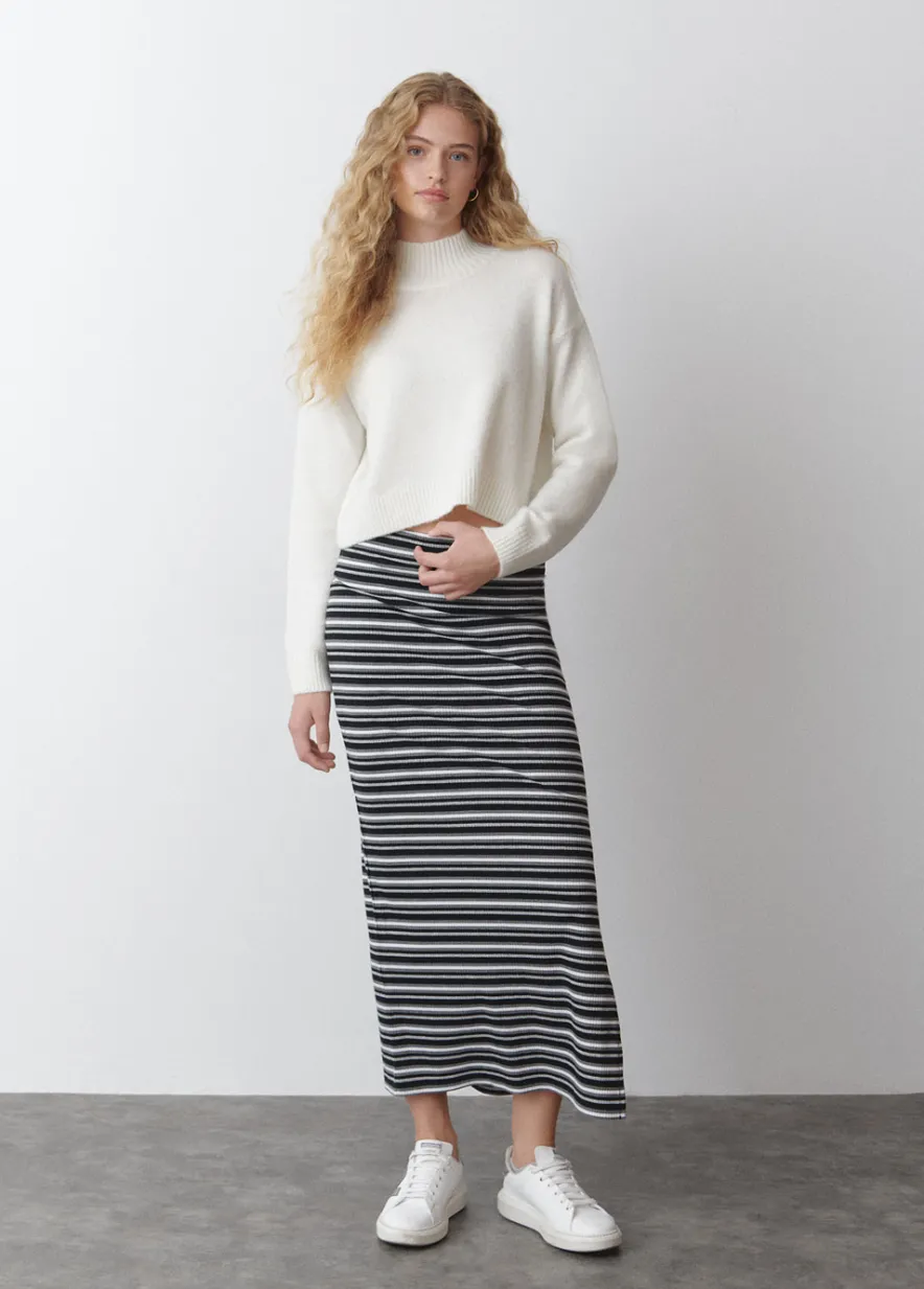 Brownie Spain Jersey Cuello Alto Cropped Crudo-Mujer Jerséis