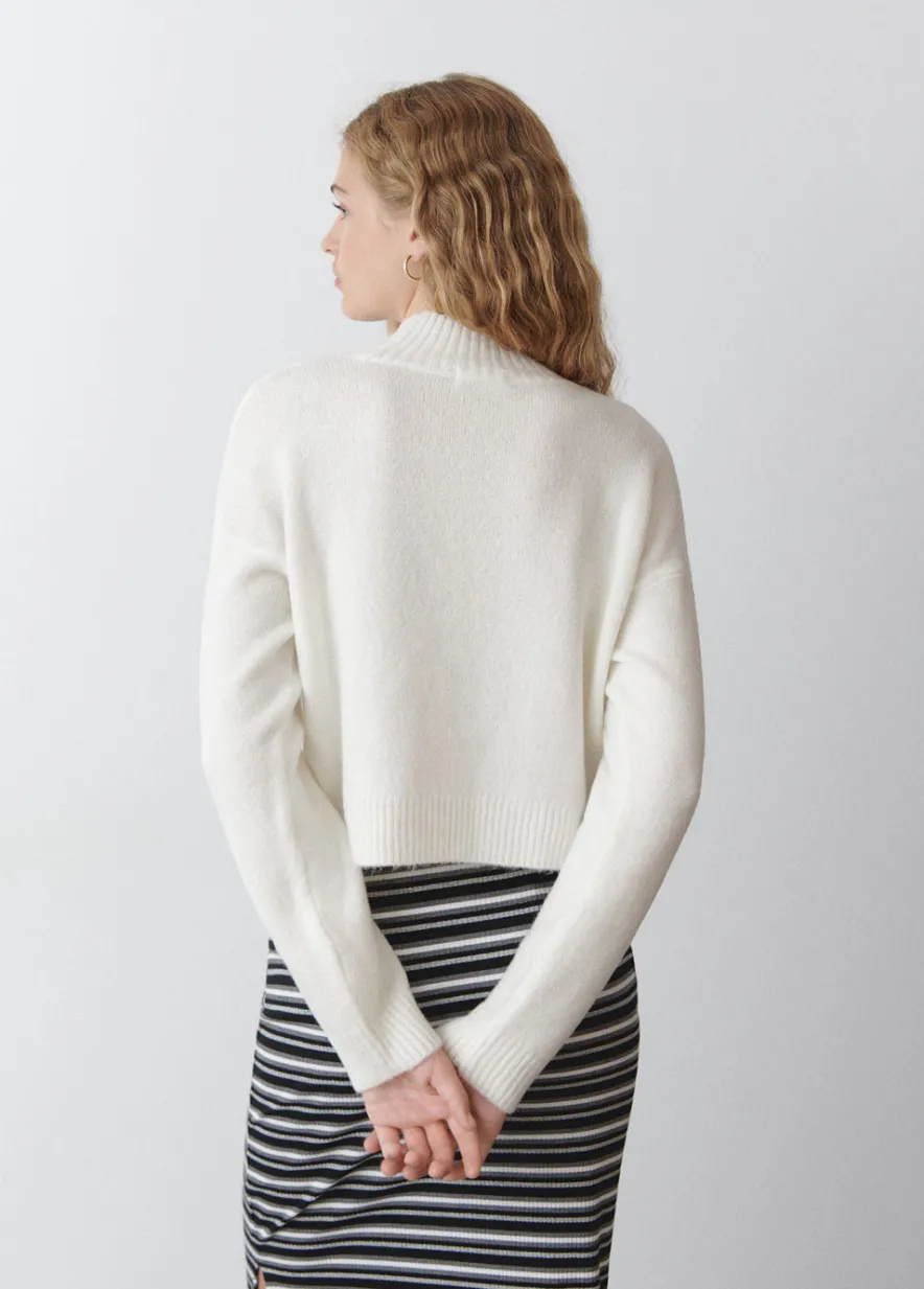 Brownie Spain Jersey Cuello Alto Cropped Crudo-Mujer Jerséis