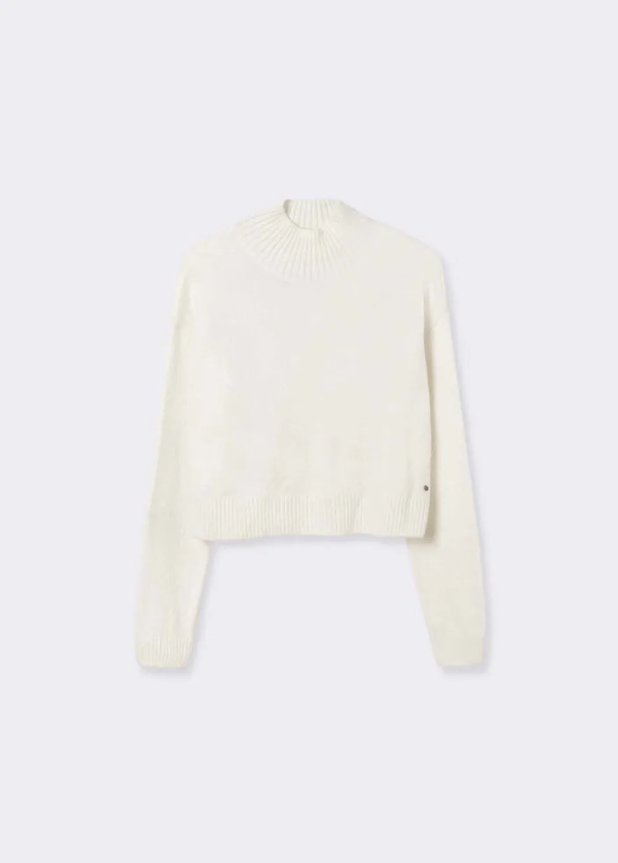 Brownie Spain Jersey Cuello Alto Cropped Crudo-Mujer Jerséis