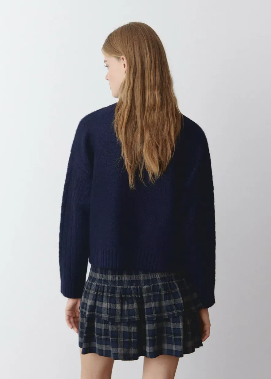 Brownie Spain Jersey Trenzas Cuello Redondo Marino-Mujer Jerséis