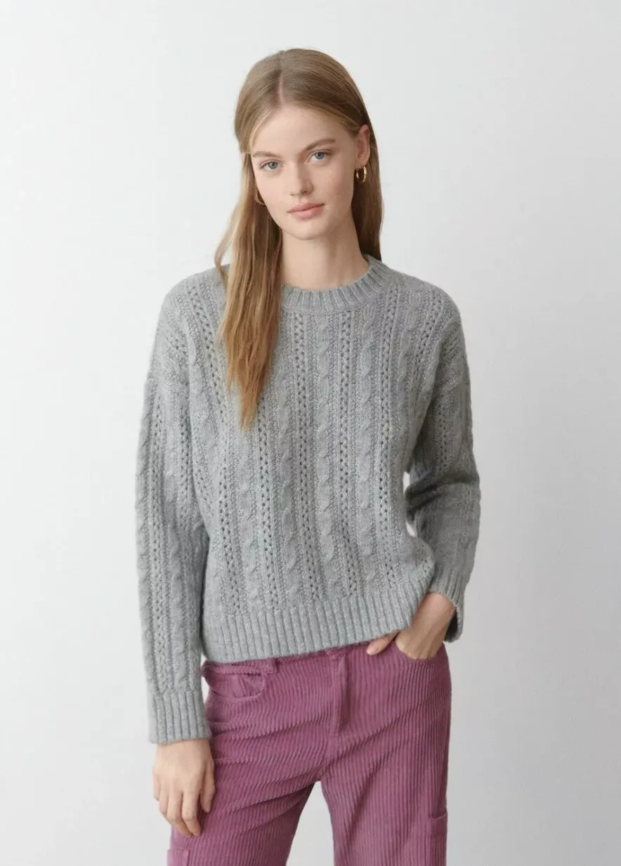 Brownie Spain Jersey Trenzas Cuello Redondo-Mujer Jerséis