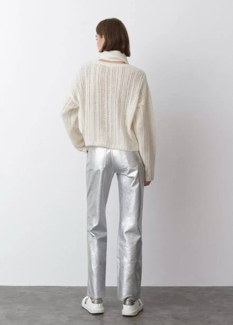 Brownie Spain Pantalon Metalizado Efecto Piel-Mujer Pantalones