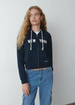 Brownie Spain Sudadera Cremall Capucha New York-Mujer Sudaderas