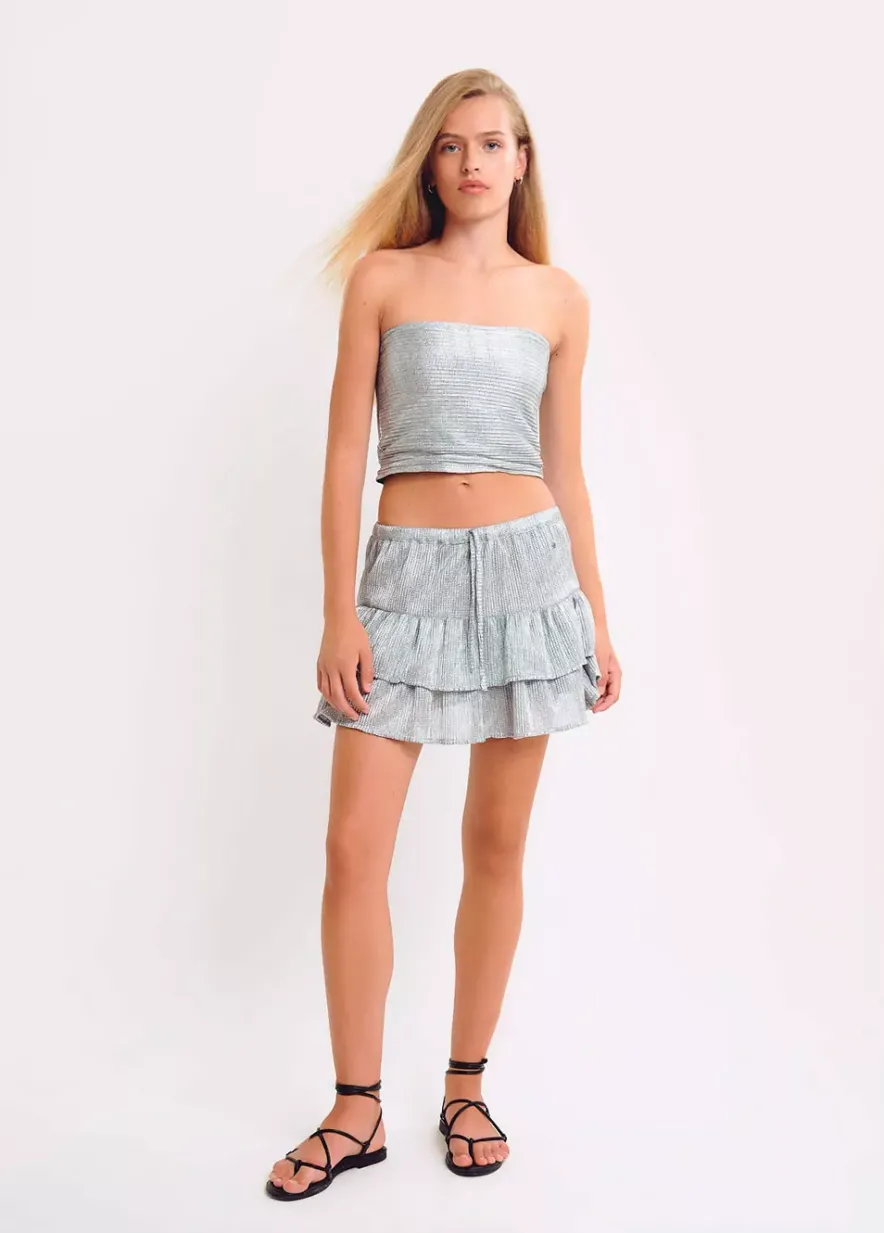 Brownie Spain Top Bandeau Tejido Plateado-Mujer Tops