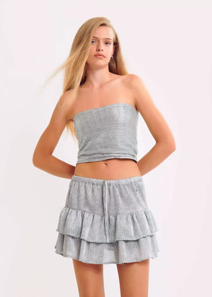 Brownie Spain Top Bandeau Tejido Plateado-Mujer Tops