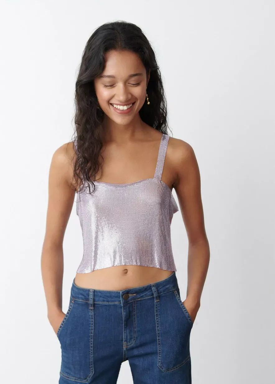 Brownie Spain Top Malla Metalica Malva-Mujer Tops