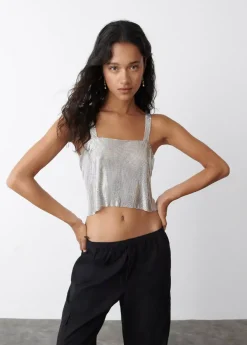 Brownie Spain Top Malla Metalica Plata-Mujer Tops