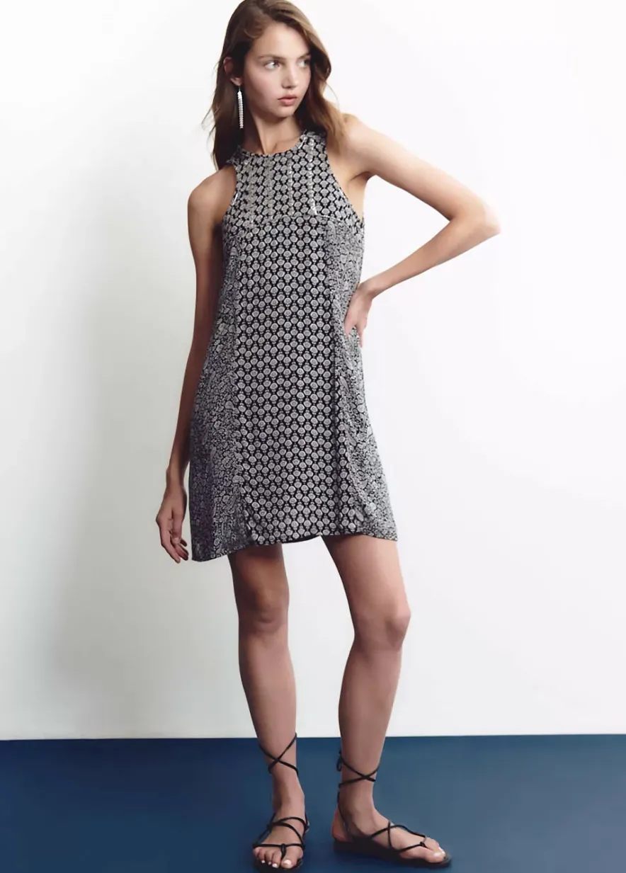 Brownie Spain Vestido Doble Estampado Brillos-Mujer Vestidos